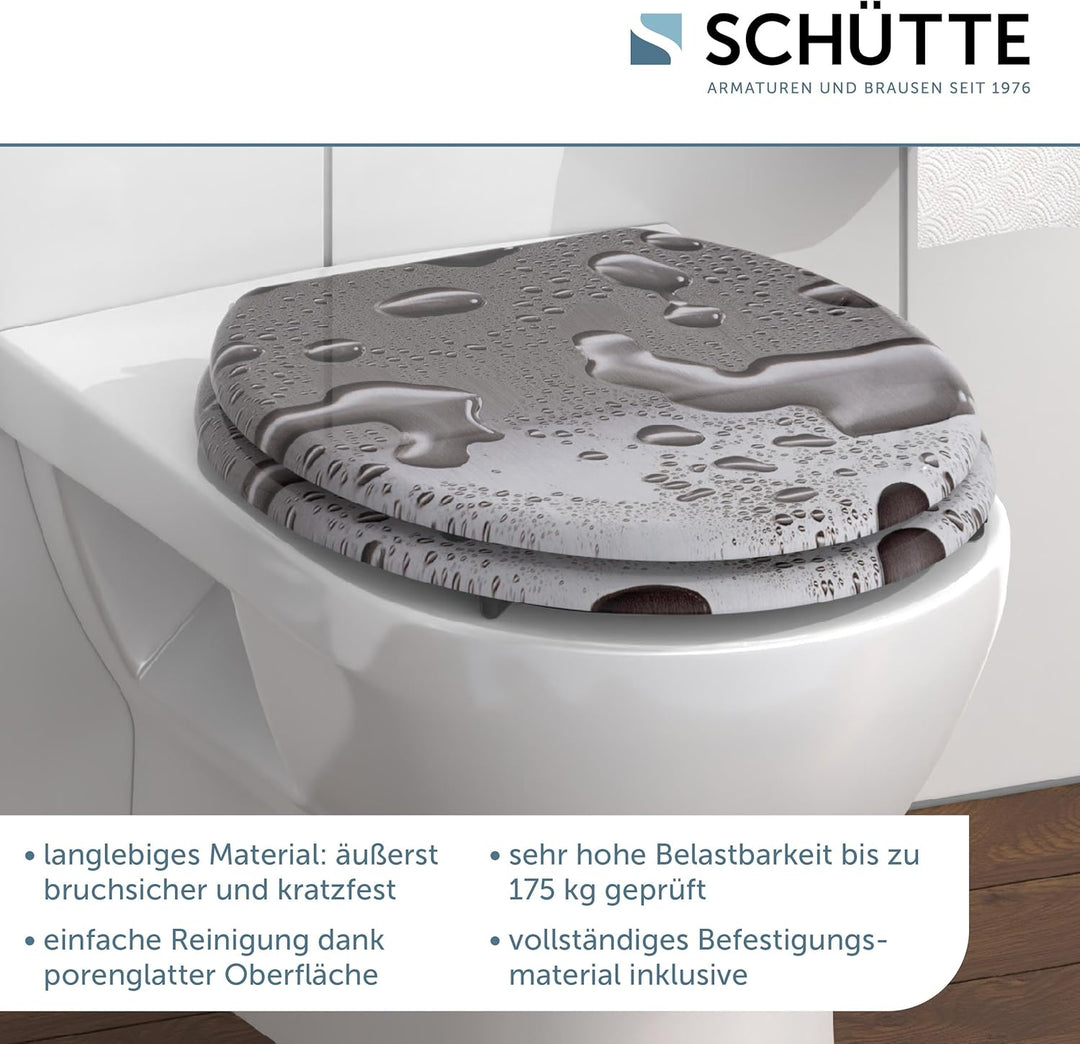 SCHÜTTE 80023 Sitz Holzkern GREY STEEL, Toilettensitz ist passend für alle handelsüblichen WC-Becken