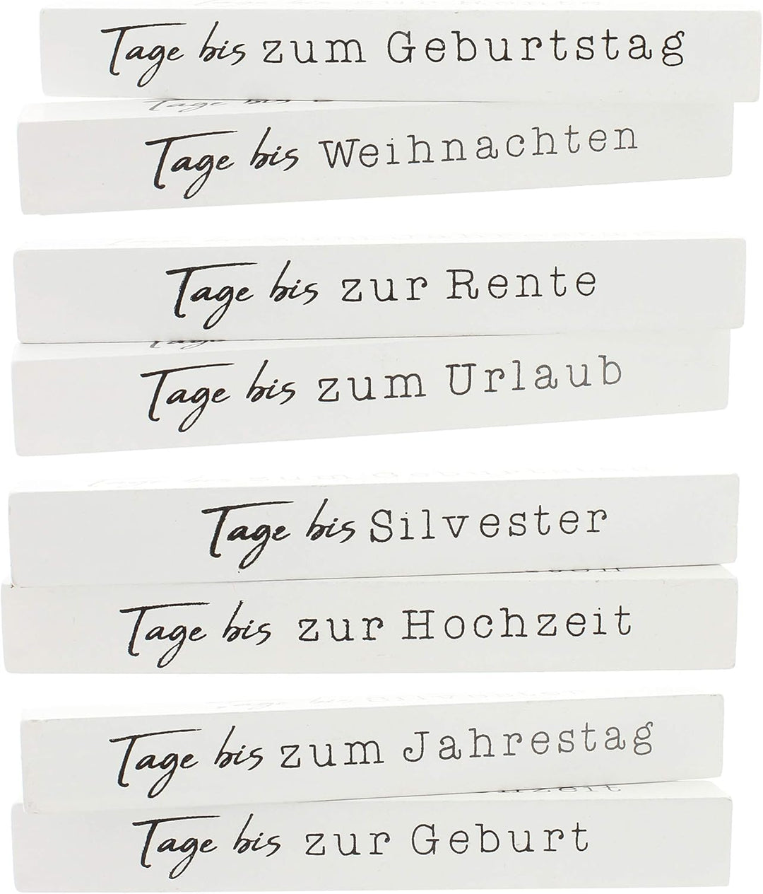 Jahres Countdown Kalender Würfel aus Holz mit Themenleiste - Dauer-Jahre-Tisch-Kalender - Lückenlose