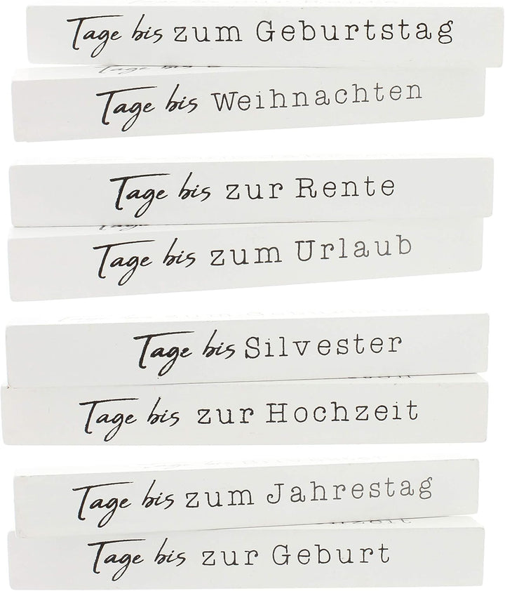 Jahres Countdown Kalender Würfel aus Holz mit Themenleiste - Dauer-Jahre-Tisch-Kalender - Lückenlose