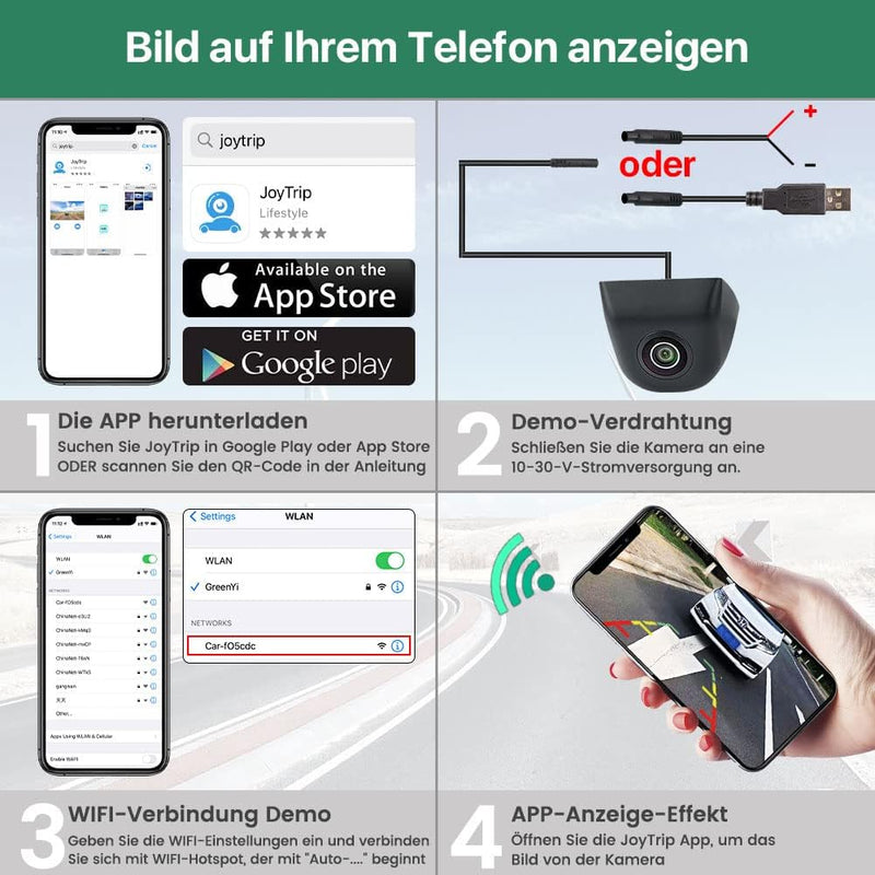 WiFi Auto Drahtlose Rückkamera, GreenYi 5G 720P HD Auto Rückansicht Rückkamera für iPhone iPad Andro