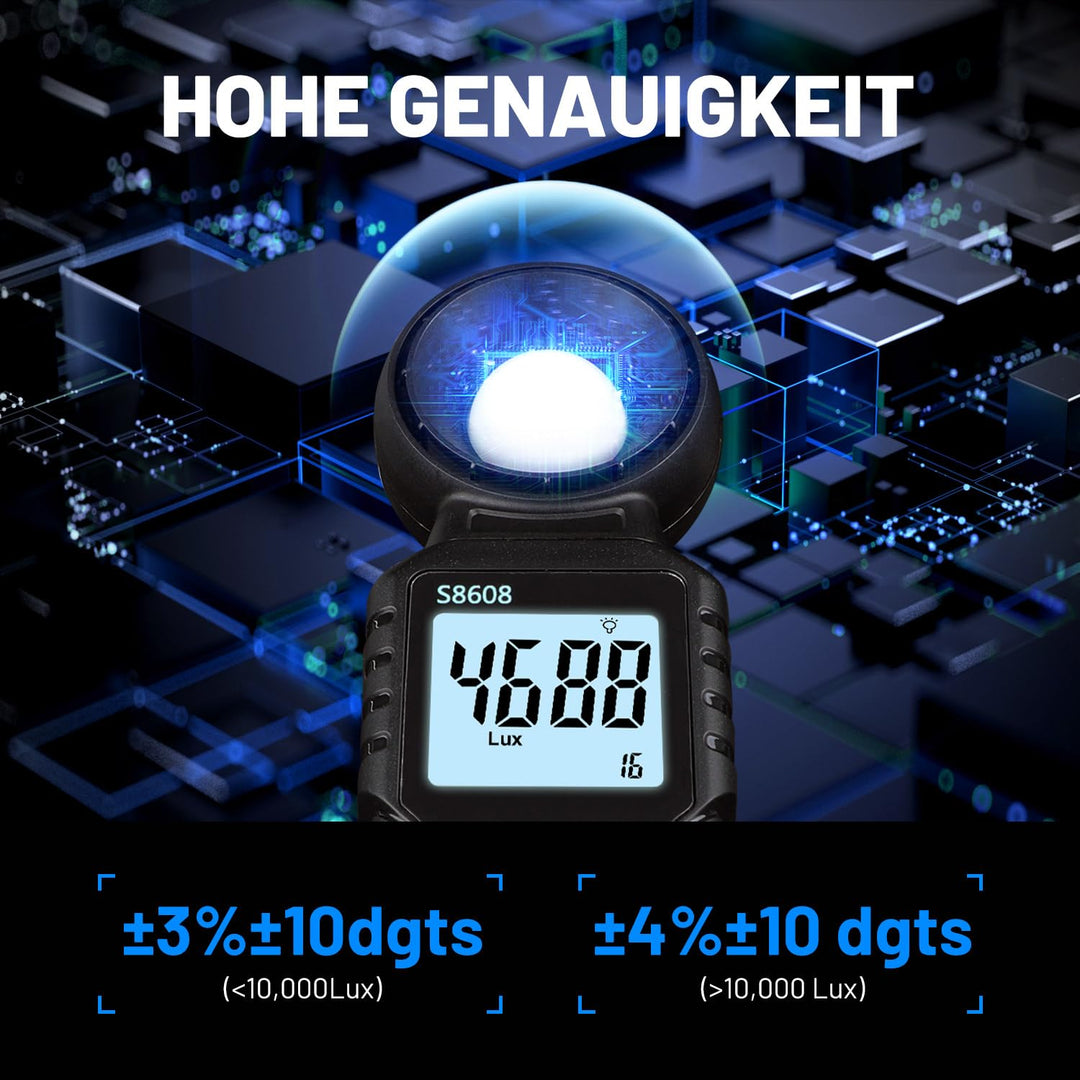 Mcbazel Digital Luxmeter Photometer Belichtungsmesser Beleuchtungsstärke Lichtmesser mit LCD Display