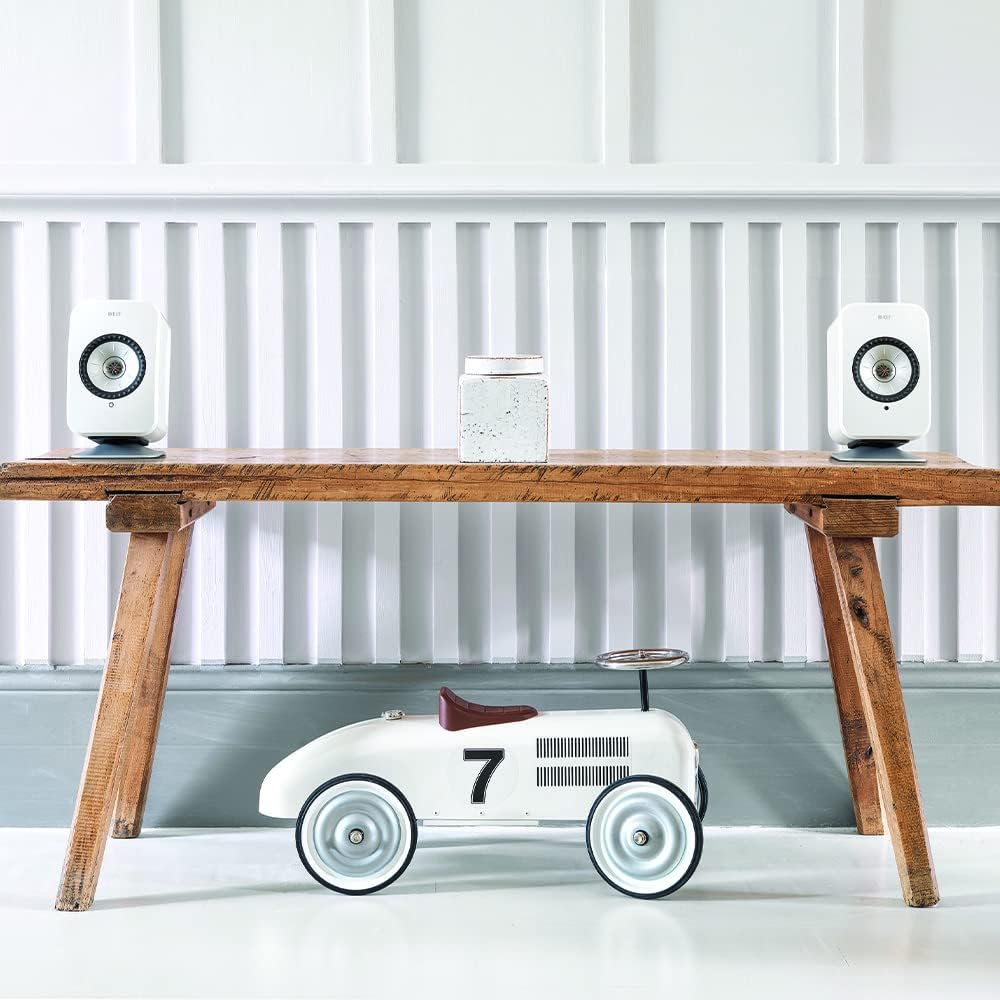 KEF LSX P1 Tischstandfuss Silber Paar, für LSX | Aluminium | Befestigungssystem | 10 Grad Neigung LS