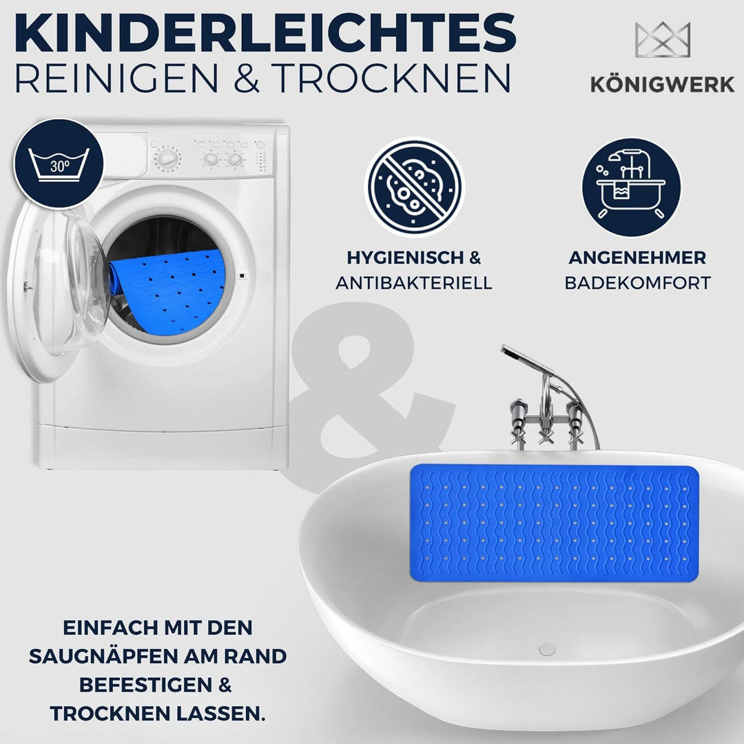 Königwerk Badewannenmatte rutschfest - 100% BPA frei [80x38cm] | Ohne PVC | Für puren Badespass | Ba