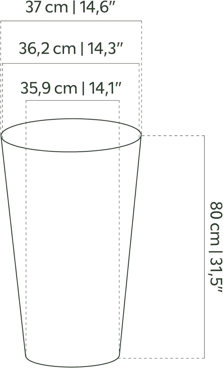 Artevasi Porto High, Grosse Übertöpfe, hohe Übertöpfe, 80cm hoch, weisse Hellgrau Hellgrau 80cm, Hel