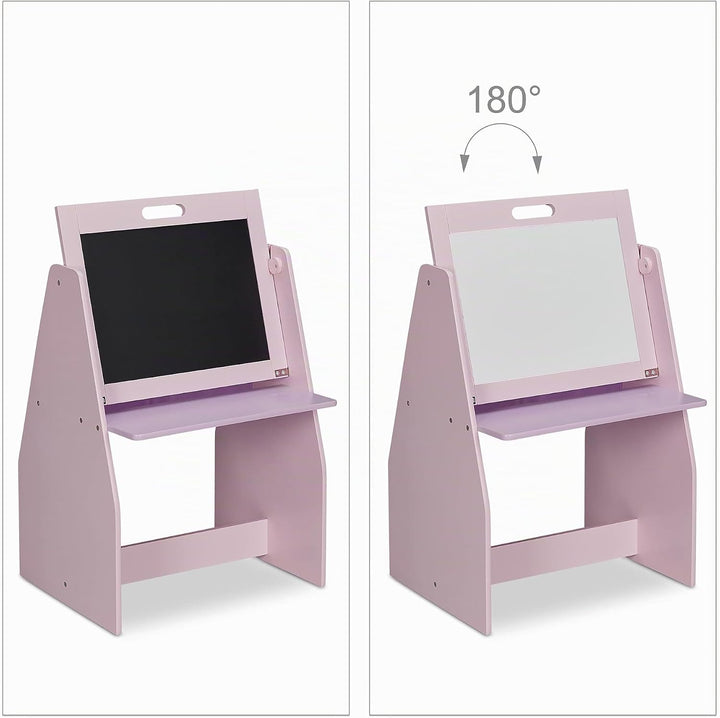 Relaxdays Kinderregal mit Tafel, Spielzeugregal mit 2 Fächern &amp; Stoffbox, HBT: 84x52x45 cm, Spieltaf