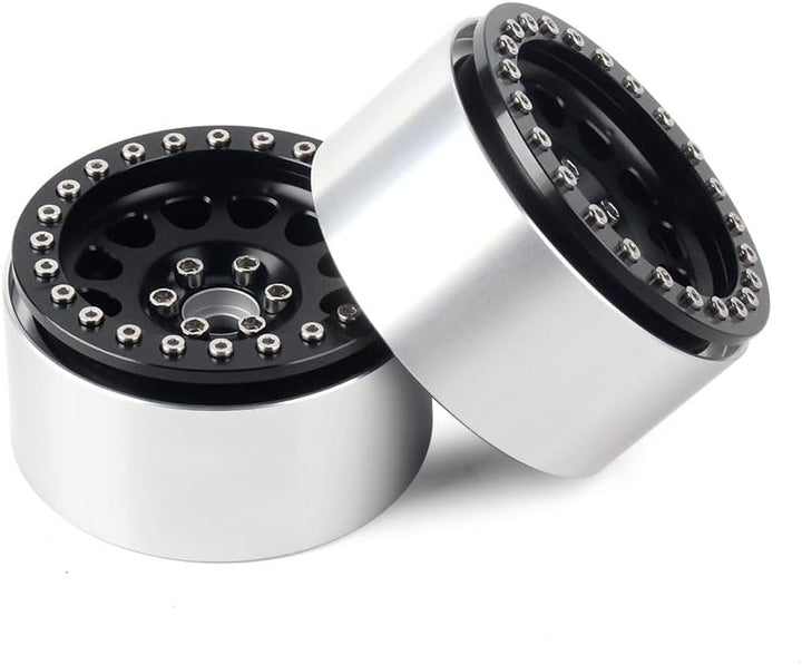 INJORA 4 Stücke 2,2 Beadlock Felgen Metall Räder Felge Set für 1:10 RC Rock Crawler Axial SCX10 RR10