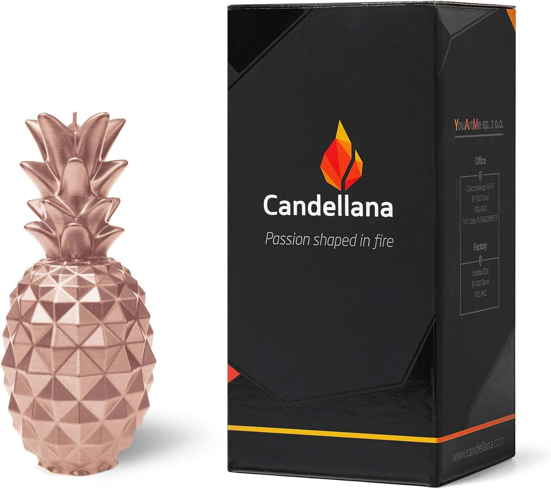 Candellana Ananas Paraffinkerze 100x100x210 mm - Roségold Kerze Dekorativ - Kerzen Aesthetic 3D - Ca