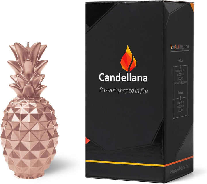 Candellana Ananas Paraffinkerze 100x100x210 mm - Roségold Kerze Dekorativ - Kerzen Aesthetic 3D - Ca