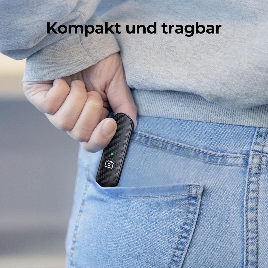 ATUMTEK Bluetooth-Fernauslöser, Design in Carbonfaser, Wiederaufladbare Kamera-Fernbedienung für iOS