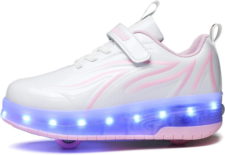 Kinderroller mit LED Licht | Automatisch Einziehbar & Abnehmbare Vorderreifen | Outdoor-Spiel-Schuhe
