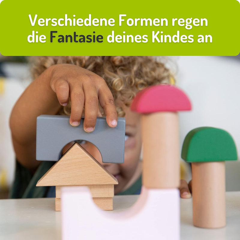 EveEarth Stylische Bauklötze EE33899 für Kinder ab 12 Monaten, Pastell