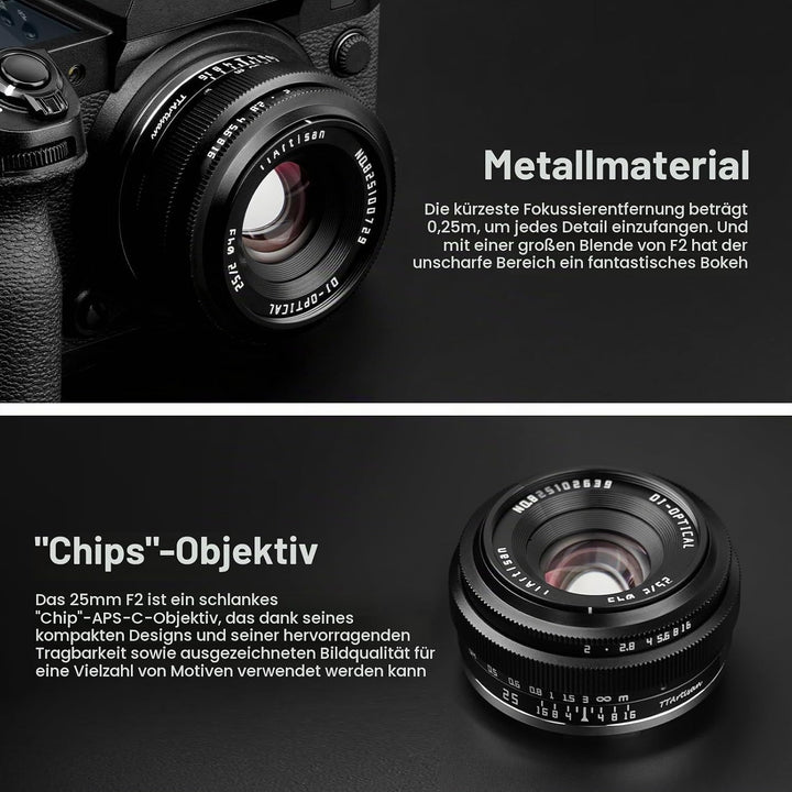 TTARTISAN 25mm F2 Kameraobjektiv Camera Lens für Fuji X-Mount APS-C Manuelles Tragbares Pancake-Obje