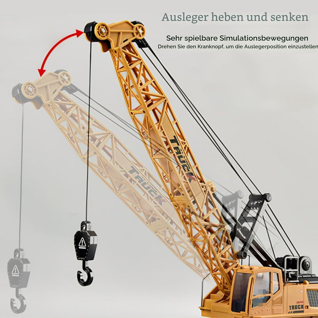 Ferngesteuerter Kran, 11 Kanal RC Spielzeugkran Baufahrzeug Spielzeug 1:20 Kranwagen mit Licht &amp; Sou