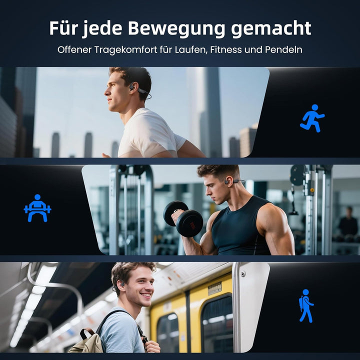 HIFI WALKER Knochenschall Kopfhörer Bluetooth 6.0, Open Ear Kopfhörer Bone Conduction Headphones, 18
