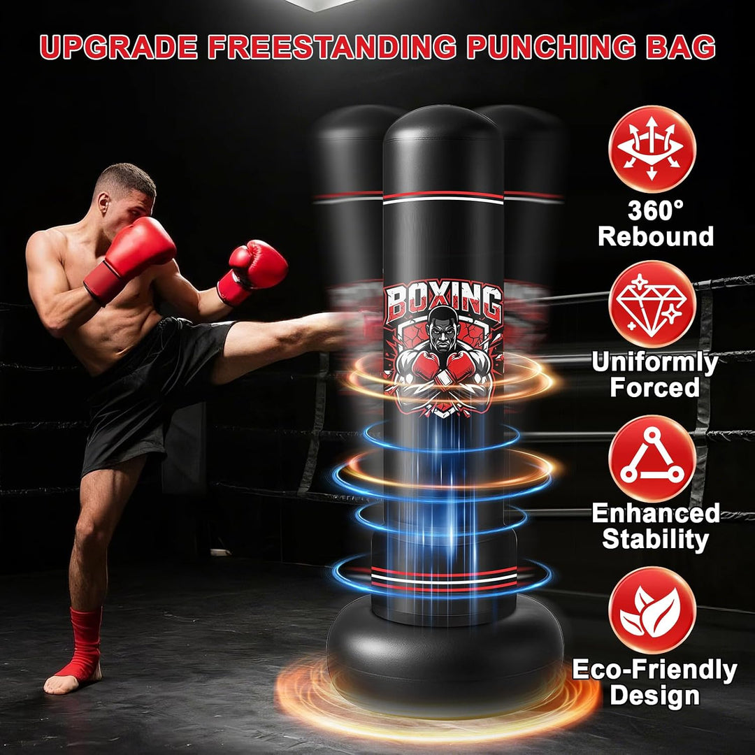 Ninonly Boxsack Stehend Erwachsene 190cm mit Handschuhen und Pumpe | Schwerer Punching Bag Boxsack,
