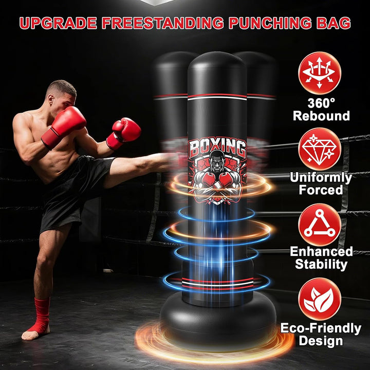 Ninonly Boxsack Stehend Erwachsene 190cm mit Handschuhen und Pumpe | Schwerer Punching Bag Boxsack,