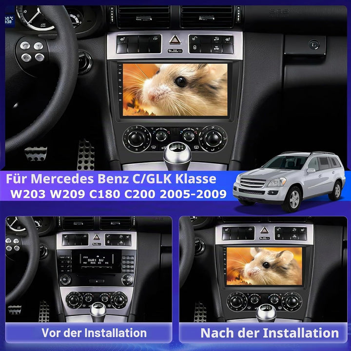 Android 4G+64G Autoradio für Mercedes Benz C/GLK Klasse W203 W209 C180 C200 2005-2009, 9 Zoll Touchs