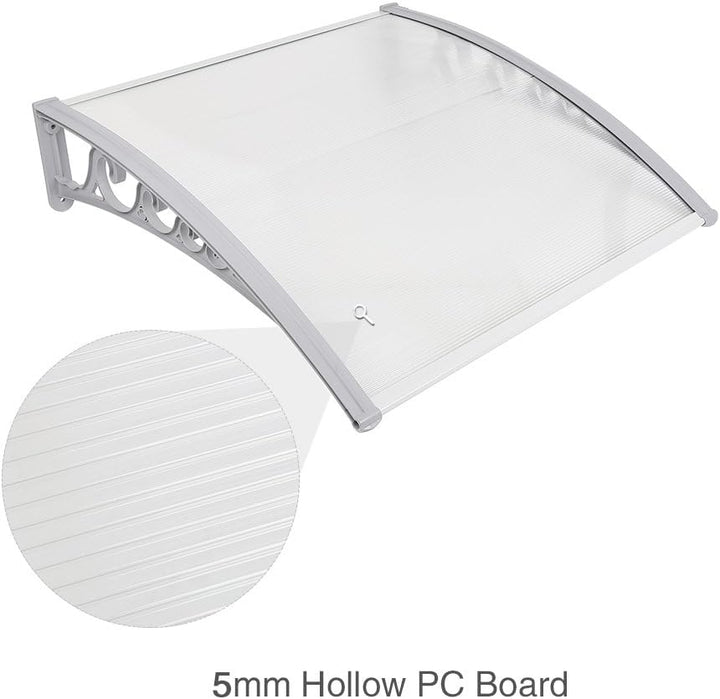 Vordach für Haustür, Überdachung Haustür aus Aluminium und Kompletten Polycarbonat-Hohlkammerplatte,
