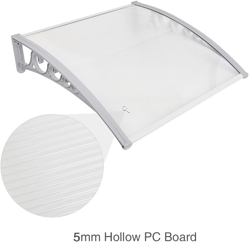 Vordach für Haustür, Überdachung Haustür aus Aluminium und Kompletten Polycarbonat-Hohlkammerplatte,