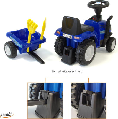 Rutschauto Traktor New Holland ab 1 Jahr | Kinderauto mit Anhänger | Rutschfahrzeug mit Schaufel und