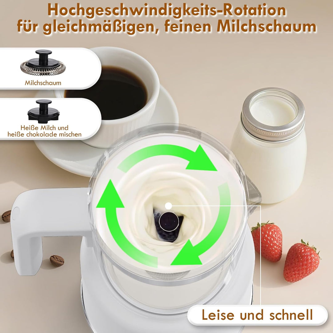 6 in 1 Milchaufschäumer Elektrisch, 600W Milchwärmer, 500 ml milchaufschäumer induktion, Visuelles G