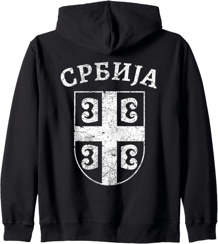 Serbien Serbisch Flagge Wappen CCCC Serbe Kyrillisch Kapuzenjacke