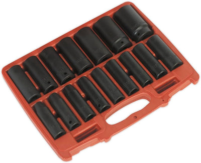 SEALEY Steckschlüssel-16PC 1/2 "SQ DRIVE Tief Metric... Metrischer tiefer Antrieb Einzelbett, Metris