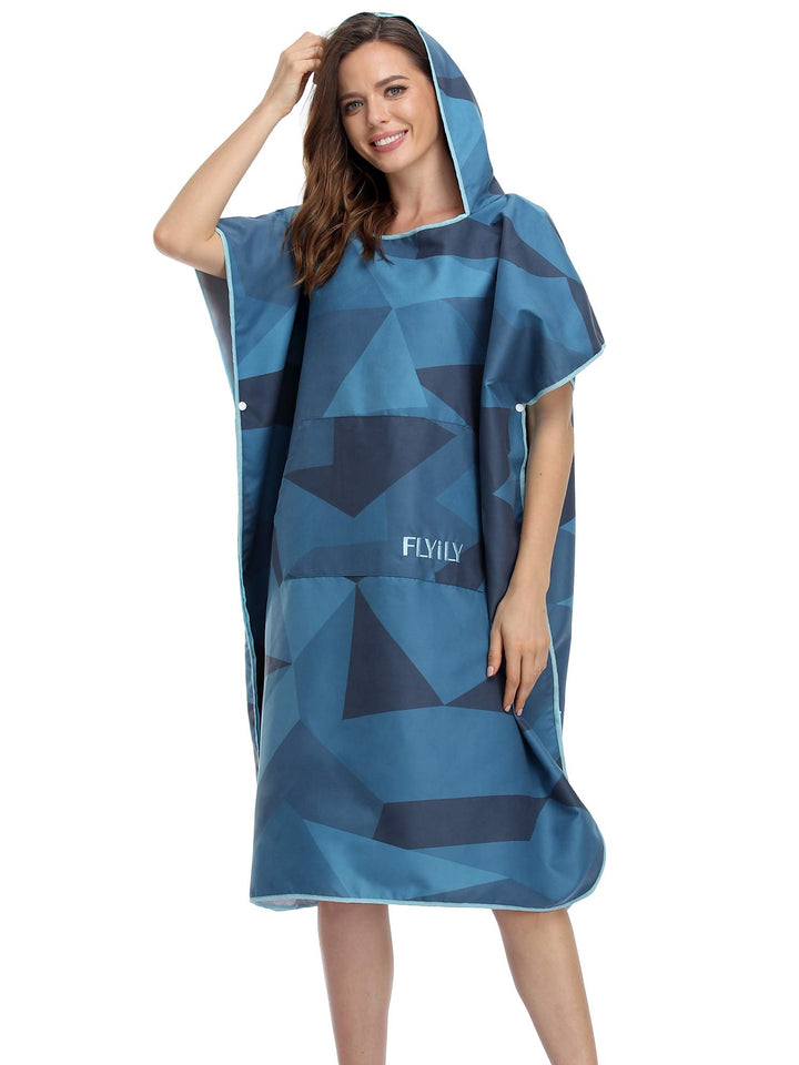 FLYILY Microfaser Surf Poncho Handtuch mit Kapuze Bademantel zum Schwimmen und Strand wechseln Einhe