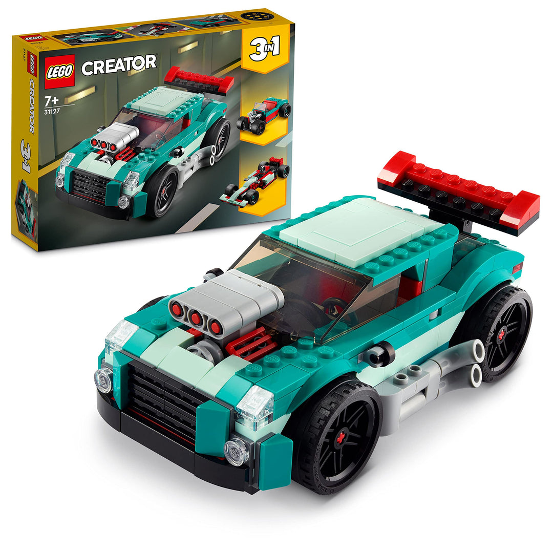 LEGO 31127 Creator 3-in-1 Strassenflitzer: Rennwagen, Muscle Car und Hot Rod, Modellauto Bausatz, Sp