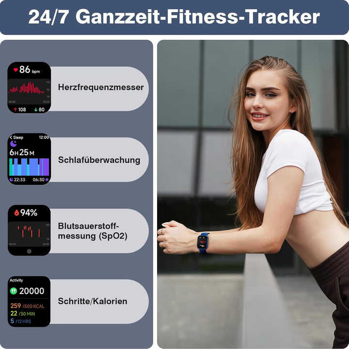 Smartwatch Herren Damen, 1,85" HD Smartwatch Damen mit Telefonfunktion, Smart Watch Fitnessuhr 120+