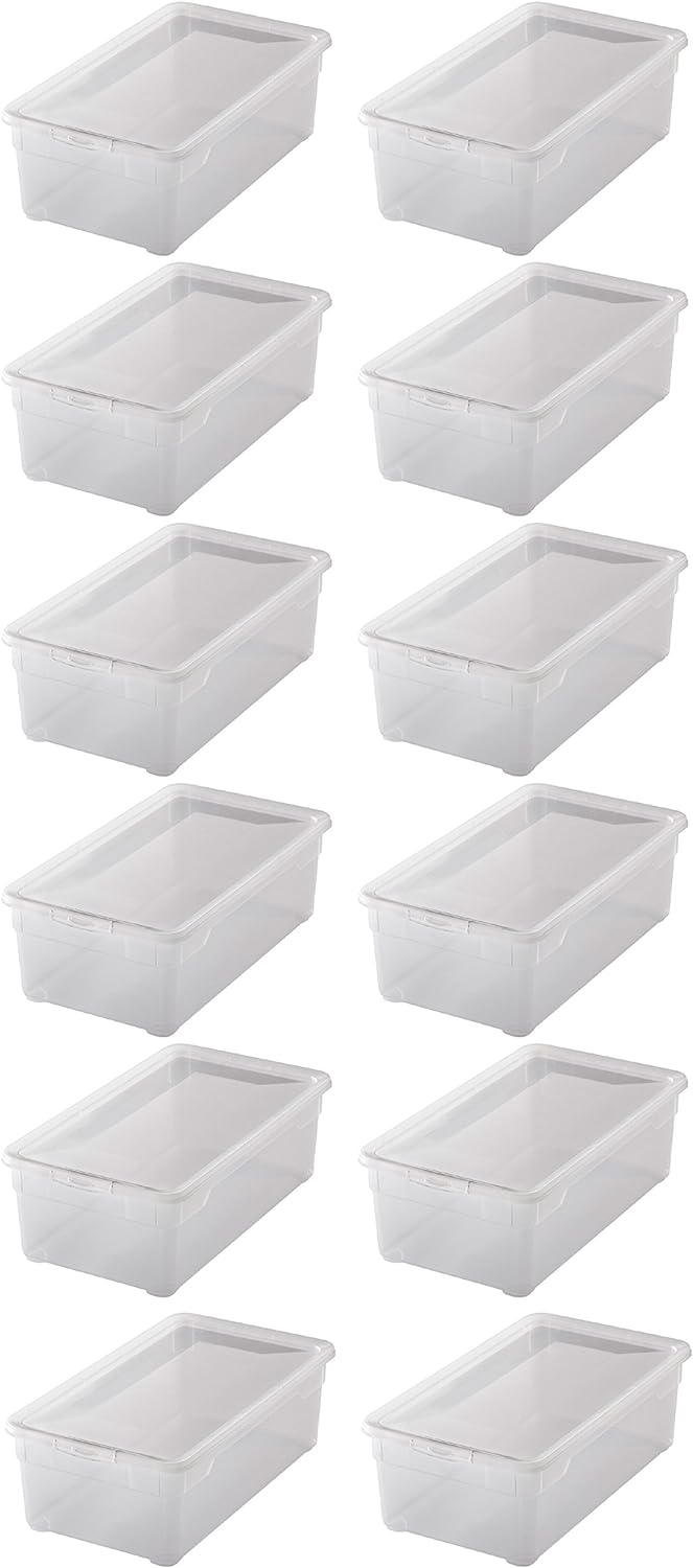 Rotho Clear Box 12er-Set Aufbewahrungsbox 5 Liter mit Deckel, Kunststoff, transparent