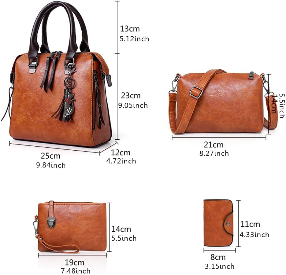 Segater® Damen Mode-Handtasche+Schultertaschen+ Geldbörse+Kartengeldbeutel Frau PU Leder Umhängetasc
