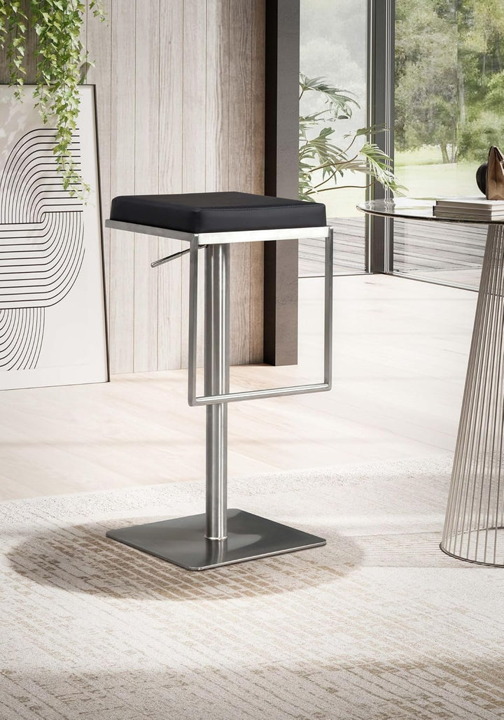FineBuy Barhocker Schwarz Kunstleder Edelstahl Design Barstuhl Modern, Tresenstuhl Drehbar Gepolster