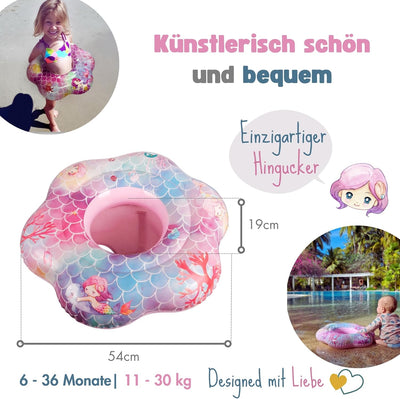 EDWEKIN® Baby Schwimmring, Schwimmhilfe Meerjungfrau, Schwimmsitz Kleinkinder, Baby Float, ab 6 Mona