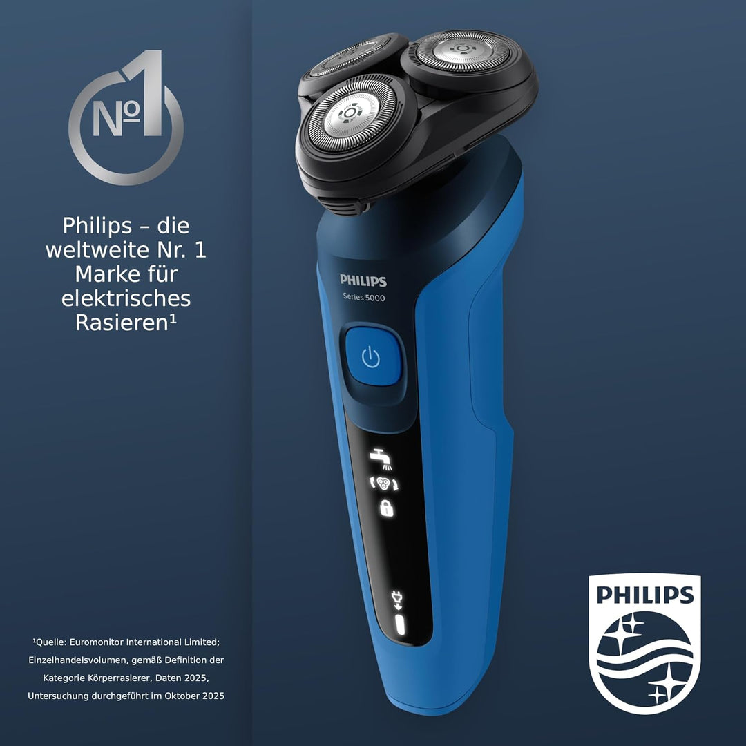 Philips Series 5000 Elektrischer Nass- und Trockenrasierer S5466/18, Leistungsstarke & sanfte Rasur,
