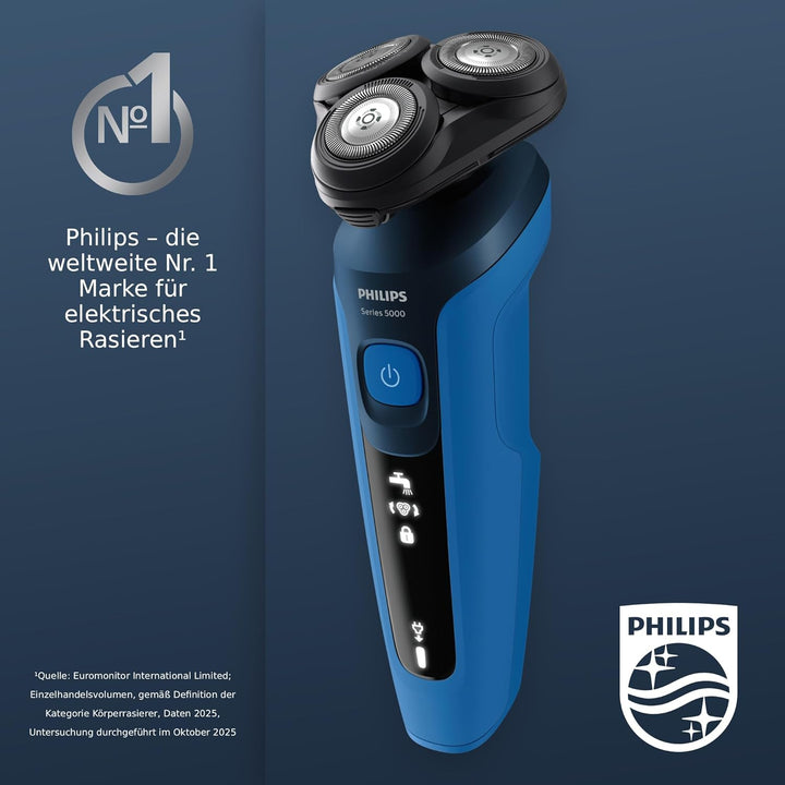 Philips Series 5000 Elektrischer Nass- und Trockenrasierer S5466/18, Leistungsstarke & sanfte Rasur,