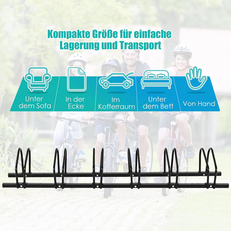 COSTWAY Fahrradständer Standparker Bodenständer Aufstellständer mit 4/5/6 Fahrrad Stellplätze, Mehrf