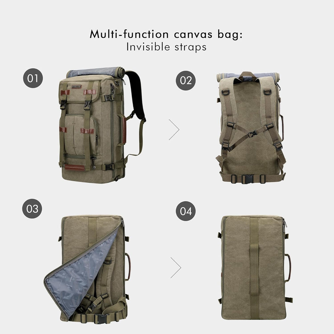 WITZMAN Vintage Canvas Rucksack Laptop Reiserucksack Herren Convertible Reisetasche Rucksäcke 17 Zol