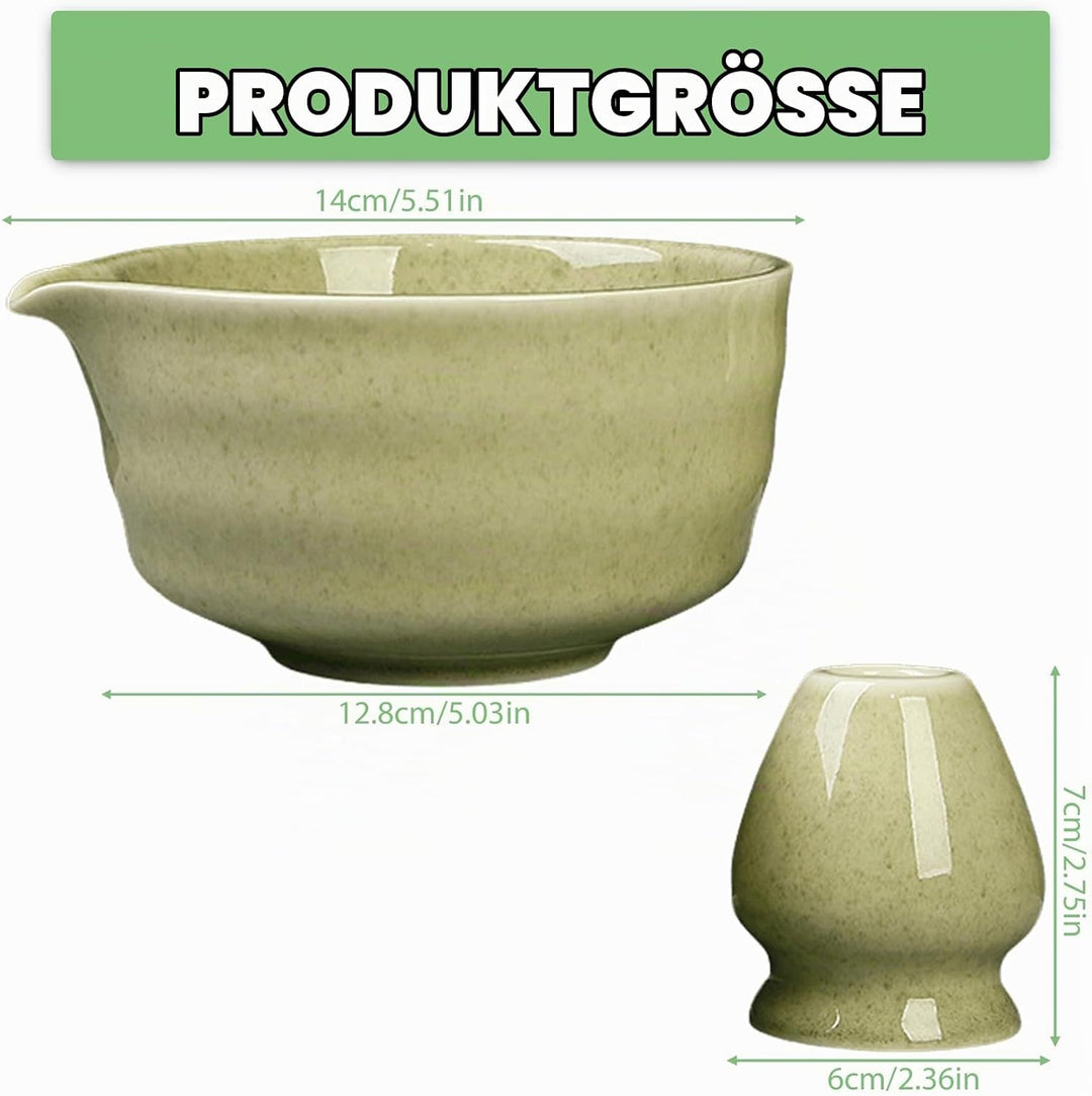 Japanische Matcha-Schale mit Ausgiesser, Chawan Matcha-Teeschale mit Schneebesenablage, Traditionell