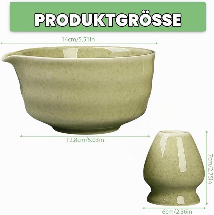 Japanische Matcha-Schale mit Ausgiesser, Chawan Matcha-Teeschale mit Schneebesenablage, Traditionell