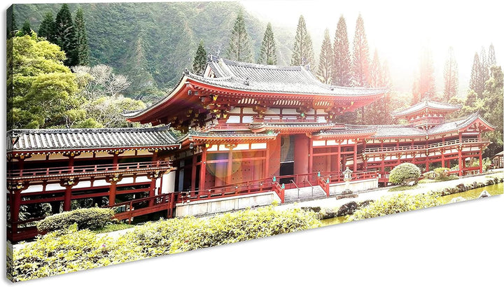 atemberaubende Tempelanlage in Asien Panorama 80x40 cm als Leinwandbild, Motiv fertig gerahmt auf Ec