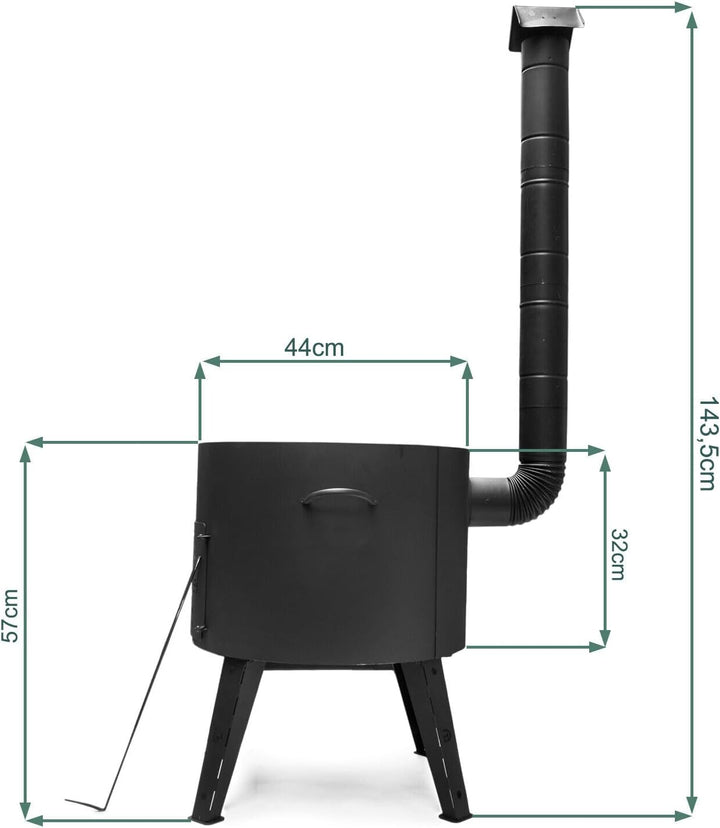 Ø44cm Uchag 2mm stahl Utschak mit Adapter-Ringe Abzugsrohr Ø36cm Gusseisenpfanne Bräter Schmortopf z