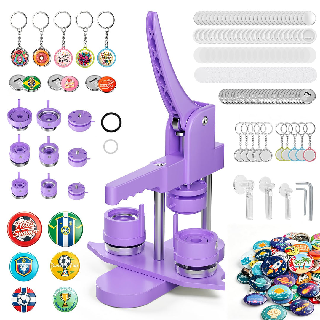 Buttonmaschine Button Badge Maker 25+32+58 mm 300 Sets Kunststoff-Abzeichen-Nadelrücken, Zimiking, m