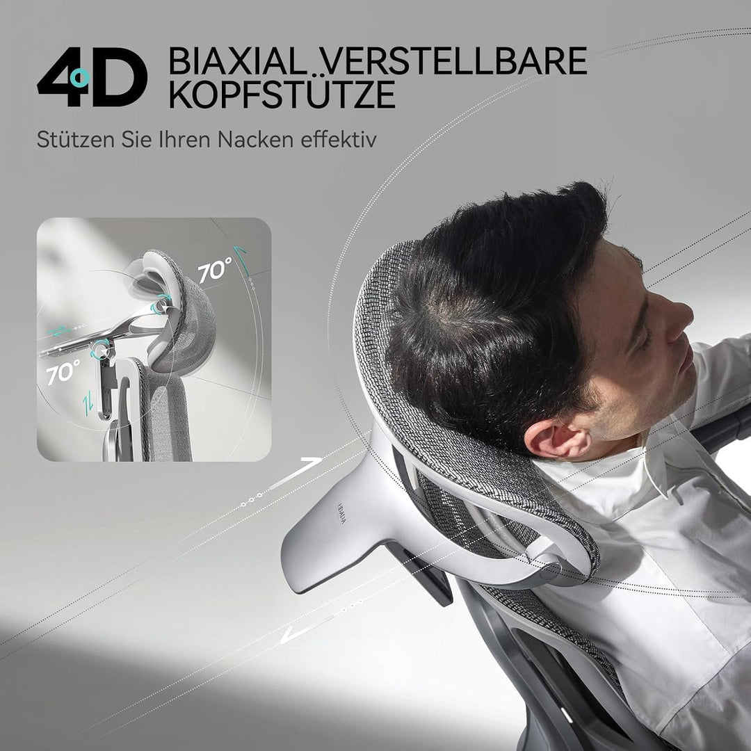 Hbada E3 Pro Ergonomischer Bürostuhl mit 3-Zonen dynamischer Lendenwirbelstütze, Schreibtischstuhl m