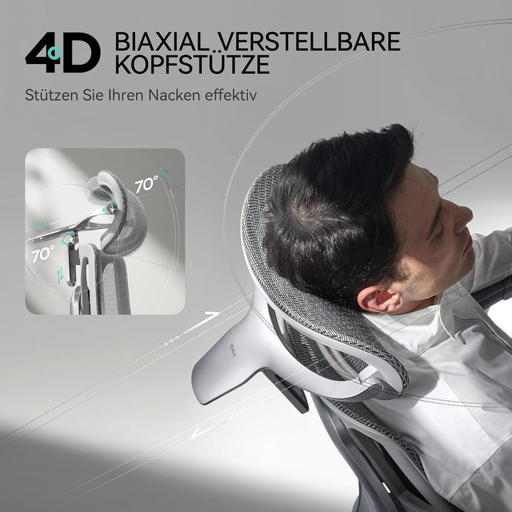 Hbada Ergonomischer Bürostuhl E3 Pro • 3-Zonen Lendenstütze (Weiss) Pro-weiss, Pro-weiss