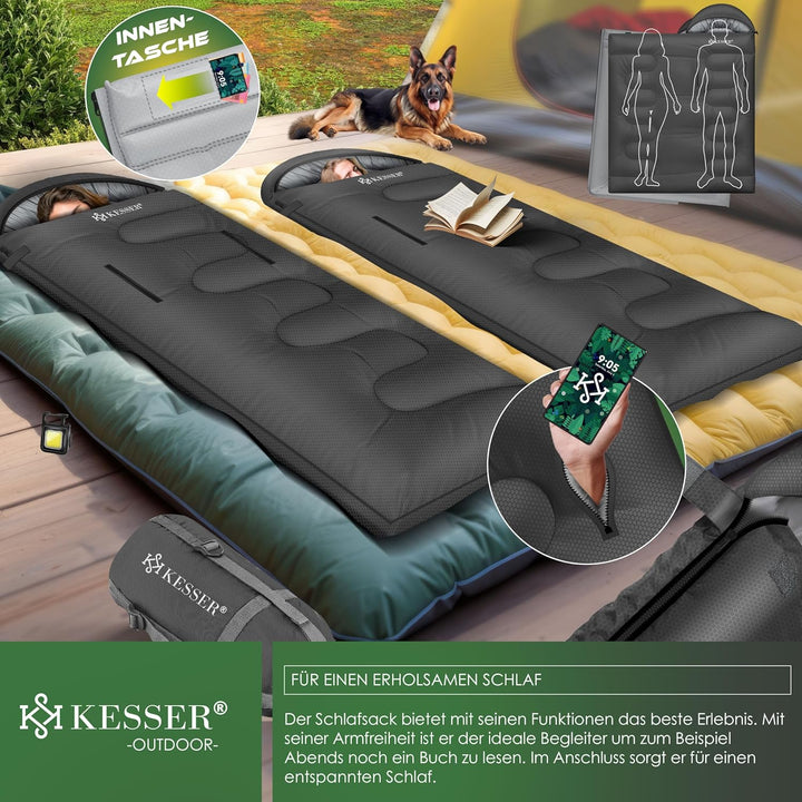 KESSER® Schlafsack Outdoor | Deckenschlafsack 3-4 Jahreszeiten | Camping-Sleeping-Bag für Erwachsene