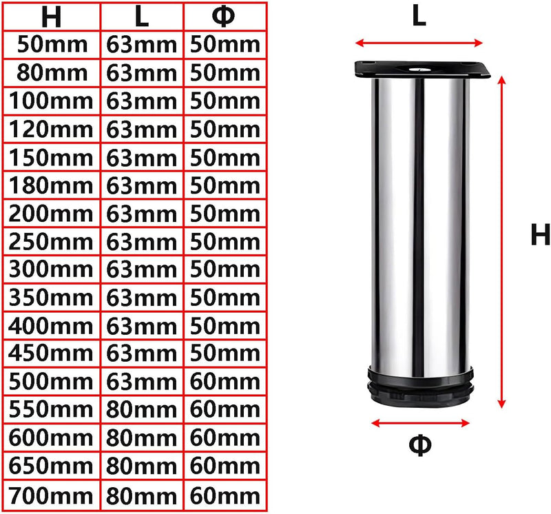 Qrity 700mm Beine für Möbel Schrank Beine Küche Füsse Arbeitsplatte/Einheit/Frühstück Bar/Schreibtis