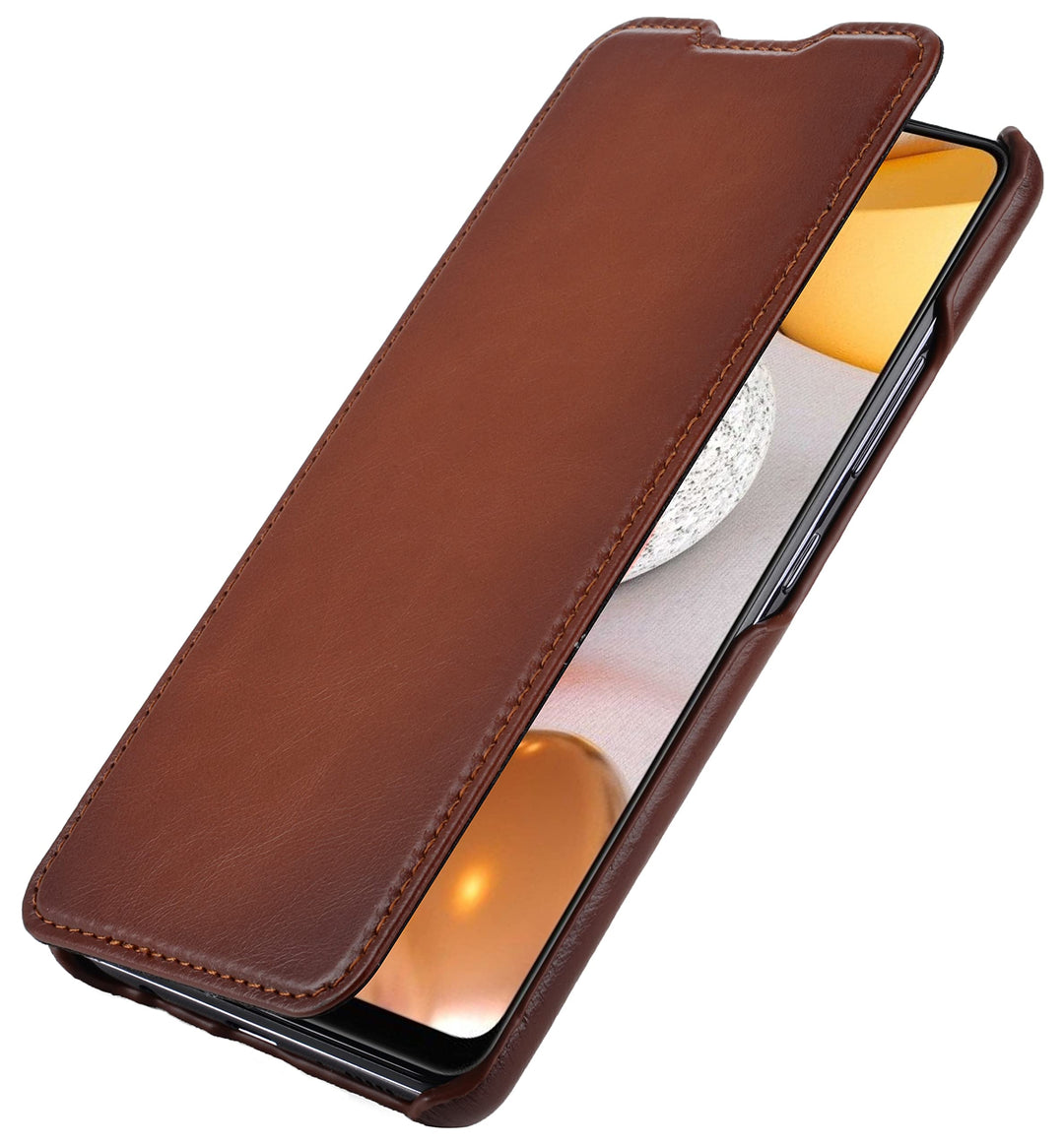 STILGUT Book Case kompatibel mit Samsung Galaxy A42 5G Hülle aus Leder zum Klappen, Klapphülle, Hand