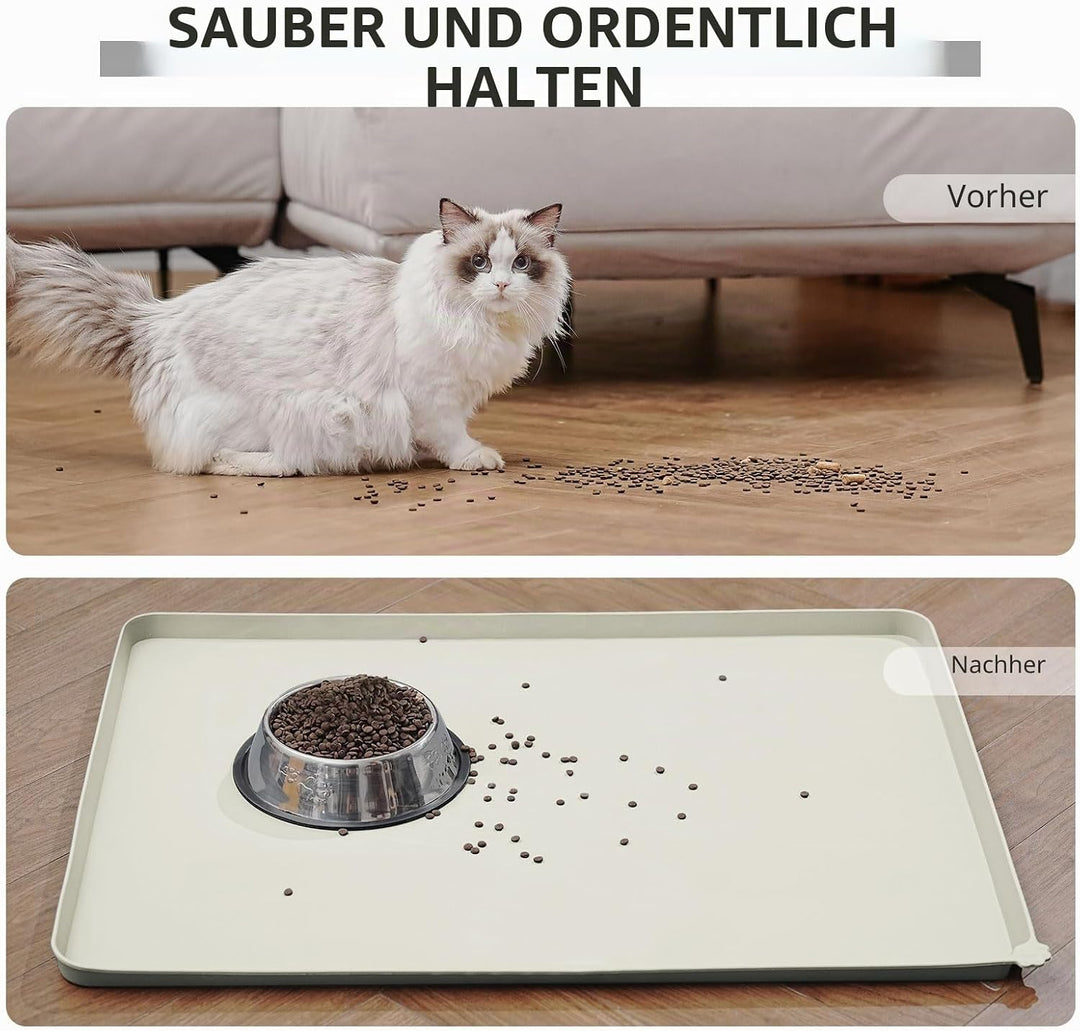 Reopet Hunde- und Katzennapfmatte, wasserdichtes, rutschfestes Silikon, Haustierfuttermatte 71 x 45