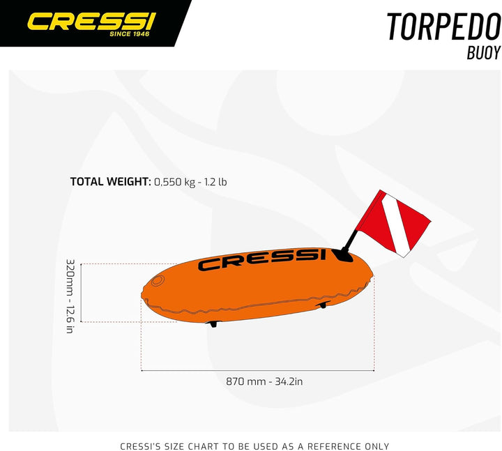Cressi Premium Tauchen Boje Torpedo Float Fluoreszierend Orange, Torpedo Float Fluoreszierend Orange